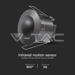 Сензор За Движение Вграждане В Таван Черен