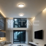 24W LED Плафон SAMSUNG Чип 6500K Кръг Черна Рамка IP44