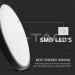 18W LED Плафон Сензор SAMSUNG Чип 4000K Кръг Черна Рамка IP44
