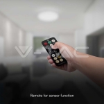 24W LED Плафон Сензор SAMSUNG Чип 4000K Кръг Черна Рамка IP44