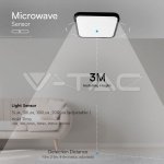 18W LED Плафон Сензор SAMSUNG Чип 4000K Квадрат Черна Рамка IP44