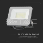 30W LED Прожектор 4000K Черно Тяло Сиво Стъкло 160lm/W 5год. Гаранция