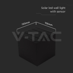 9W LED Соларна Стенна Лампа с Батерия 3.7V 3 в 1 Черно Тяло IP65