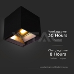 9W LED Соларна Стенна Лампа с Батерия 3.7V 3 в 1 Черно Тяло IP65