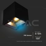 9W LED Соларна Стенна Лампа с Батерия 3.7V 3 в 1 Черно Тяло IP65