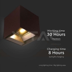 9W LED Соларна Лампа за Стена 3.7V 3 в 1 Кафяво Тяло IP65