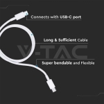 1M Type C USB Кабел Бял