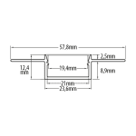 ULTRALUX - Алуминиев профил за гипсокартон с черен дифузер, широк 21mm, 3m  - APG334BK
