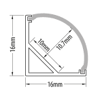 ULTRALUX - Алуминиев профил за LED лента, черен, с черен дифузер, за открит монтаж, ъглов, 2м - APK204BK