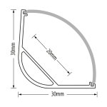 ULTRALUX - АЛУМИНИЕВ ПРОФИЛ ЗА LED ЛЕНТА, ГОЛЯМ, ЪГЛОВ, ЗА ОТКРИТ МОНТАЖ, 2М - APK208