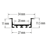 ULTRALUX - АЛУМИНИЕВ ПРОФИЛ ЗА LED ЛЕНТА ЗА ВГРАЖДАНЕ, ШИРОК, ПЛИТЪК, 2М - APN214
