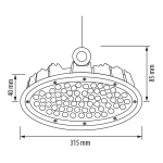 ULTRALUX - LED ИНДУСТРИАЛНО ОСВЕТИТЕЛНО ТЯЛО КАМБАНА, 150W, 5000K, 220V-240V AC, IP65, 15000LM - LIKDN15050