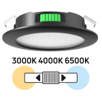 ULTRALUX - Мебелна LED луна за вграждане, кръг, 4W, 3000K/4000K/6500K, 12V DC, IP44, черна - ML124CCTB