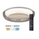 ULTRALUX - LED димираща ССТ плафониера с дистанционно управление, опушен кварц, max.72W, 3000K-6000К, 220-240V AC, кръг, IP20 - SPL5LV72RC